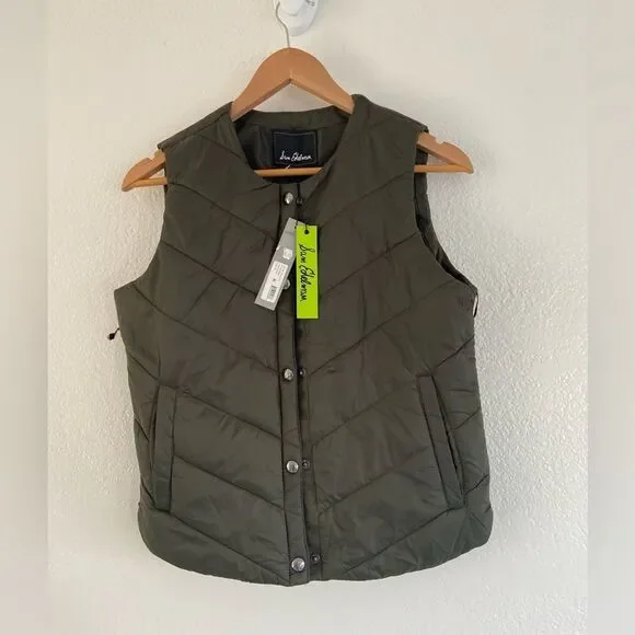NWT Sam Edelman JacketSatin Olive Green Bomber With Puffy Vest Size XS/S